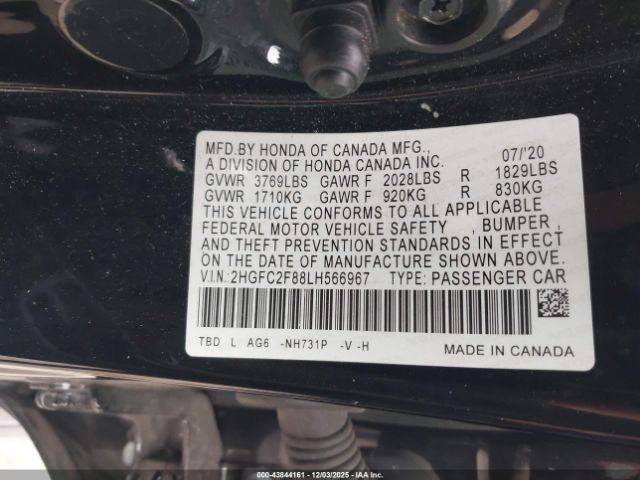 2020 HONDA CIVIC 2HGFC2F88LH566967 Photo 8