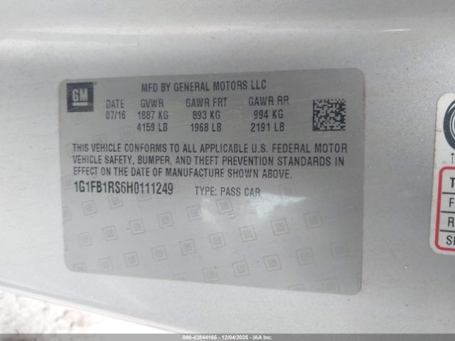 2017 CHEVROLET CAMARO 1G1FB1RS6H0111249 Photo 8