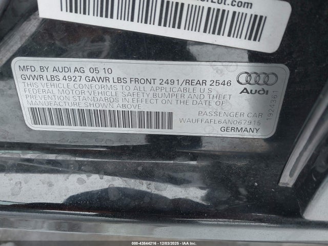 2010 AUDI A4 WAUFFAFL6AN067915 Photo 8
