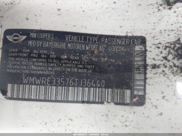 2006 MINI COOPER S WMWRE33576TJ36440 Photo 8