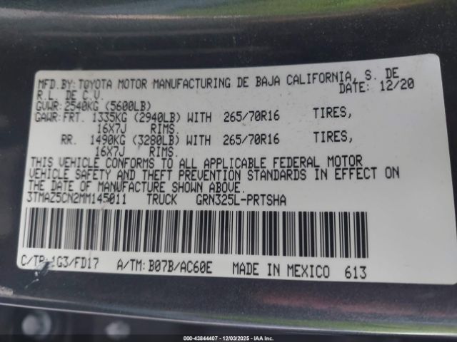 2021 TOYOTA TACOMA 3TMAZ5CN2MM145011 Photo 8