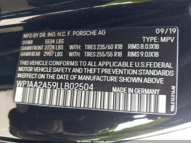 2020 PORSCHE MACAN WP1AA2A59LLB02504 Photo 8