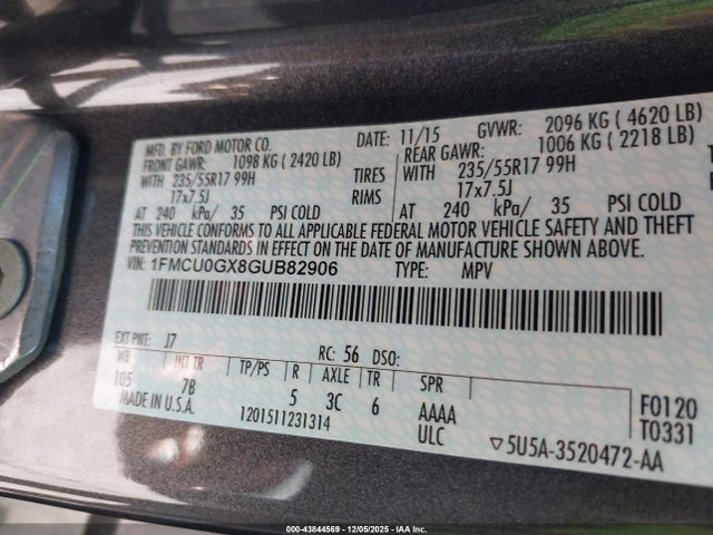 1FMCU0GX8GUB82906 Ford ESCAPE SE