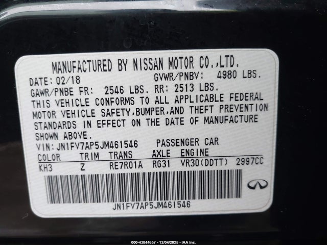 Продажа на аукционе авто 2018 Infiniti Q50 3.0t Red Sport 400, vin: JN1FV7AP5JM461546, номер лота: 43844657