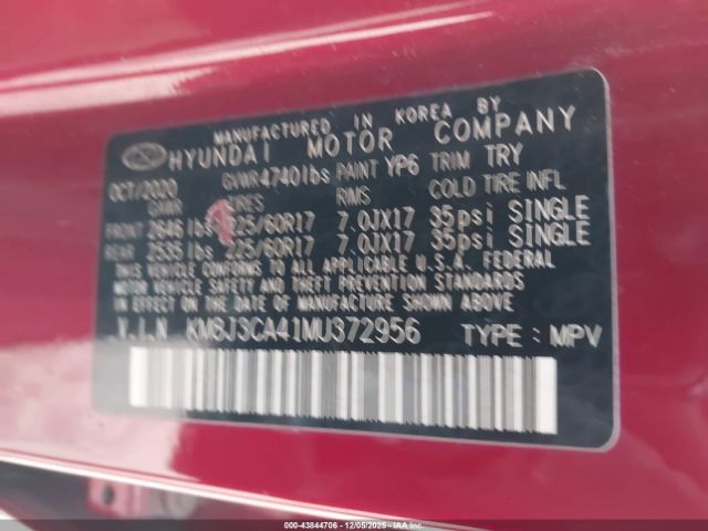 2021 HYUNDAI TUCSON KM8J3CA41MU372956 Photo 8