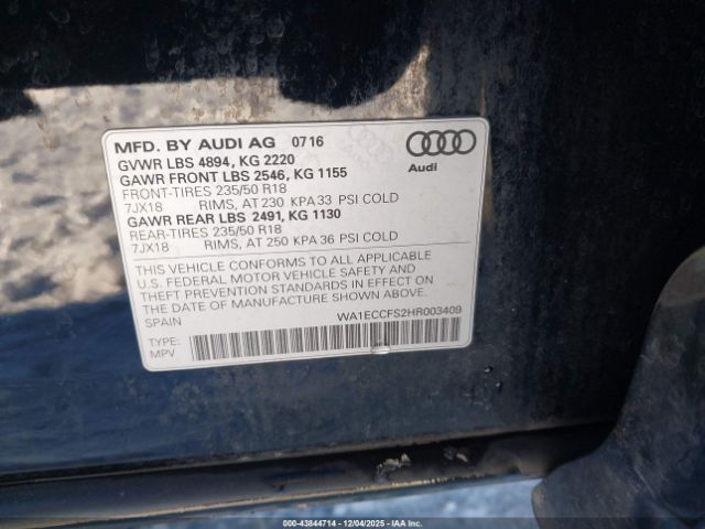 2017 AUDI Q3 WA1ECCFS2HR003409 Photo 8