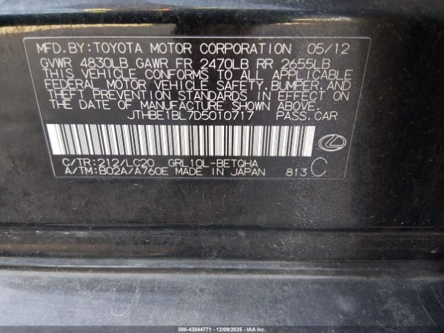 2013 LEXUS GS 350 JTHBE1BL7D5010717 Photo 8