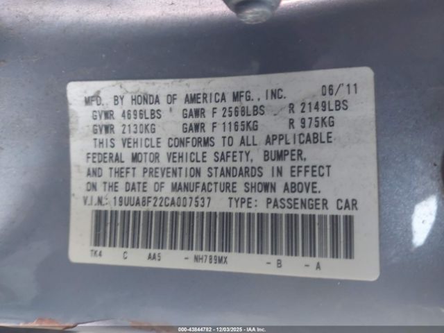 2012 ACURA TL 19UUA8F22CA007537 Photo 8