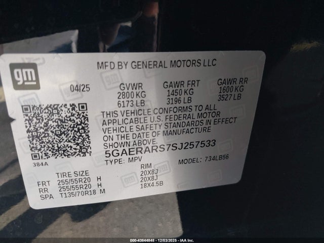 43844848 :رقم المزاد ، 5GAERARS7SJ257533 vin ، 2025 Buick Enclave Preferred Fwd مزاد بيع