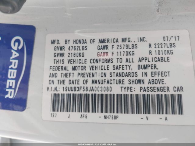 2018 ACURA TLX 19UUB3F58JA003080 Photo 8
