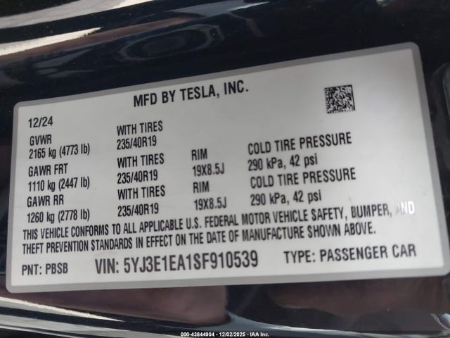 2025 TESLA MODEL 3 5YJ3E1EA1SF910539 Photo 8