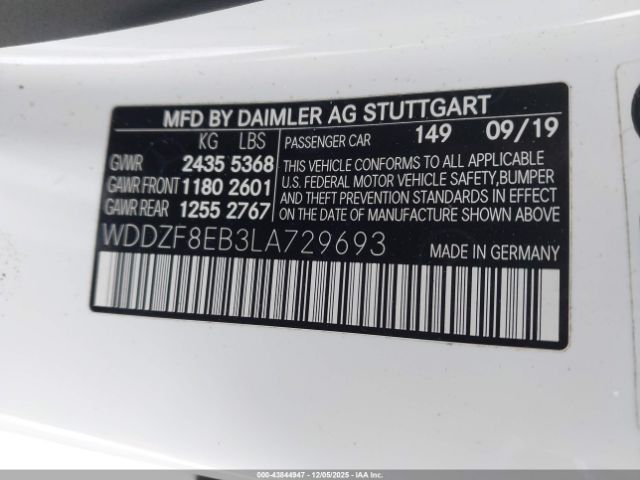 2020 MERCEDES-BENZ E 350 WDDZF8EB3LA729693 Photo 8