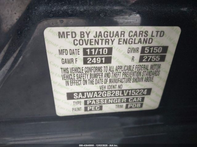 2011 JAGUAR XJ SAJWA2GB2BLV15224 Photo 8