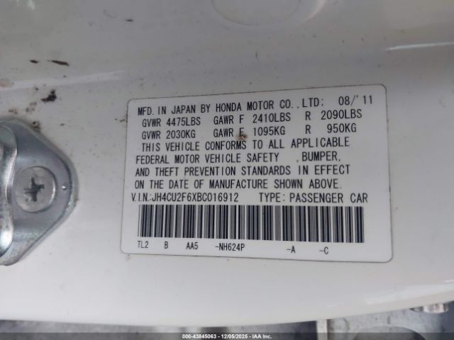 2011 ACURA TSX JH4CU2F6XBC016912 Photo 8