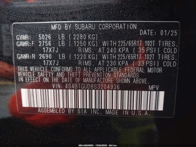 4S4BTGUD8S3204936 Subaru Outback Wilderness