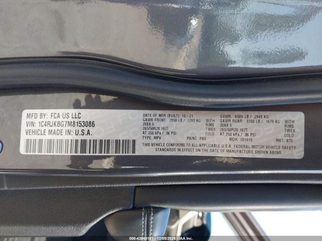 2021 JEEP GRAND CHEROKEE L 1C4RJKBG7M8153086 Photo 8