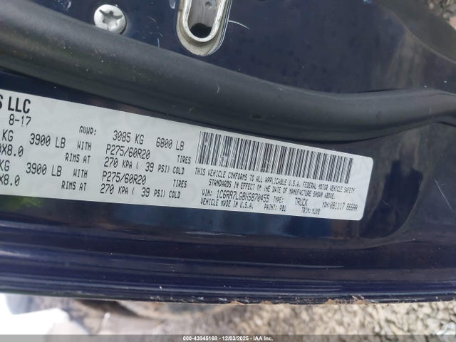 43845168 :رقم المزاد ، 1C6RR7LG8HS870455 vin ، 2017 Ram 1500 مزاد بيع