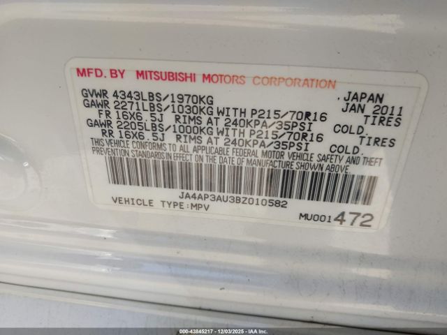 2011 MITSUBISHI OUTLANDER SPORT JA4AP3AU3BZ010582 Photo 8