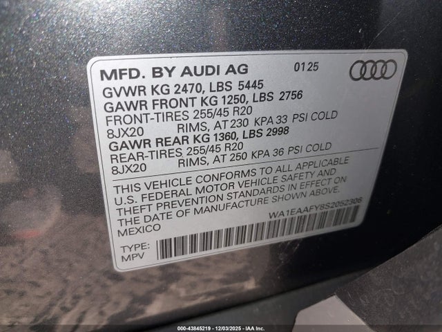 2025 AUDI Q5 WA1EAAFY8S2052306 Photo 8