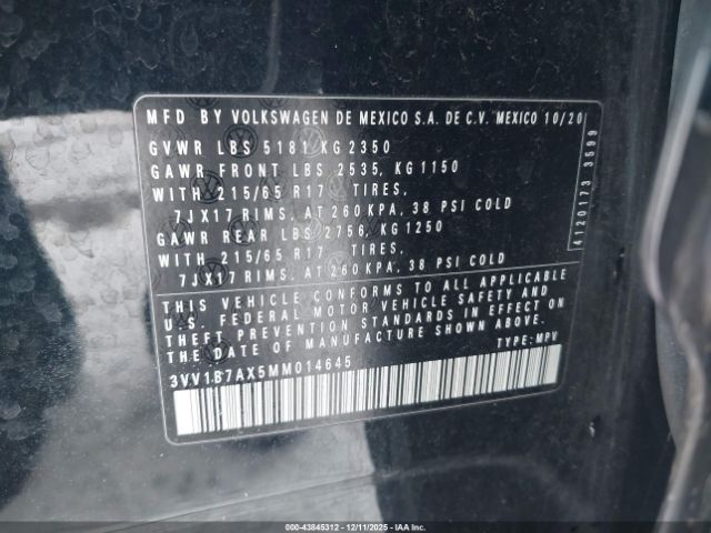 2021 VOLKSWAGEN TIGUAN 3VV1B7AX5MM014645 Photo 8