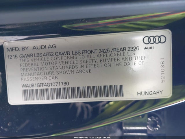 2016 AUDI S3 WAUB1GFF4G1071780 Photo 8