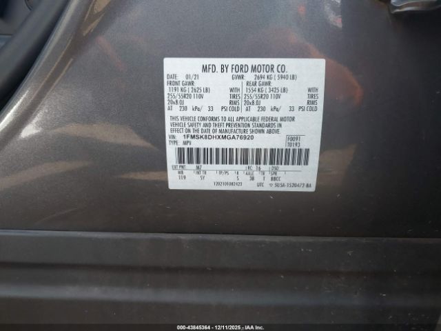 2021 FORD EXPLORER 1FMSK8DHXMGA76920 Photo 8