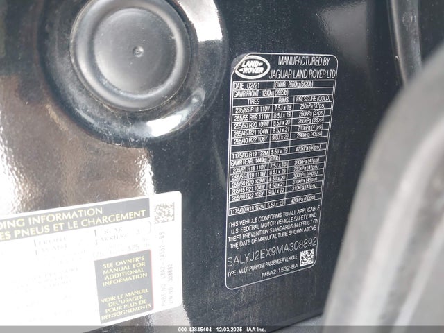 2021 LAND ROVER RANGE ROVER VELAR SALYJ2EX9MA308892 Photo 8