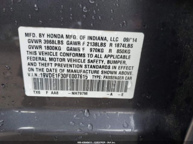 2015 ACURA ILX 19VDE1F30FE007615 Photo 8