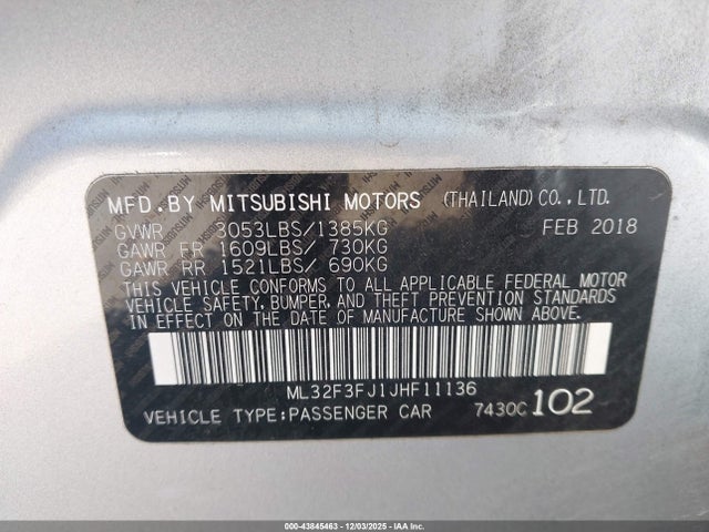 2018 MITSUBISHI MIRAGE G4 ML32F3FJ1JHF11136 Photo 8