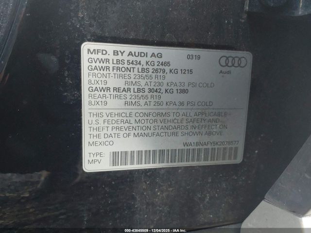 2019 AUDI Q5 WA1BNAFY5K2078577 Photo 8
