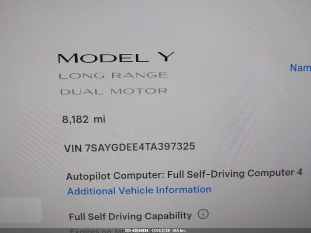 2026 TESLA MODEL Y 7SAYGDEE4TA397325 Photo 8