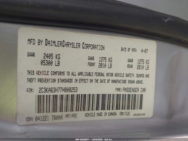 2007 CHRYSLER 300C 2C3KA63H77H808253 Photo 8