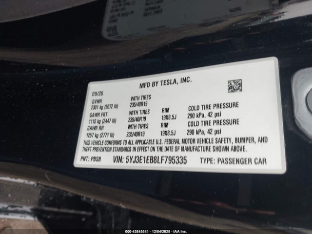 2020 TESLA MODEL 3 5YJ3E1EB8LF795335 Photo 8