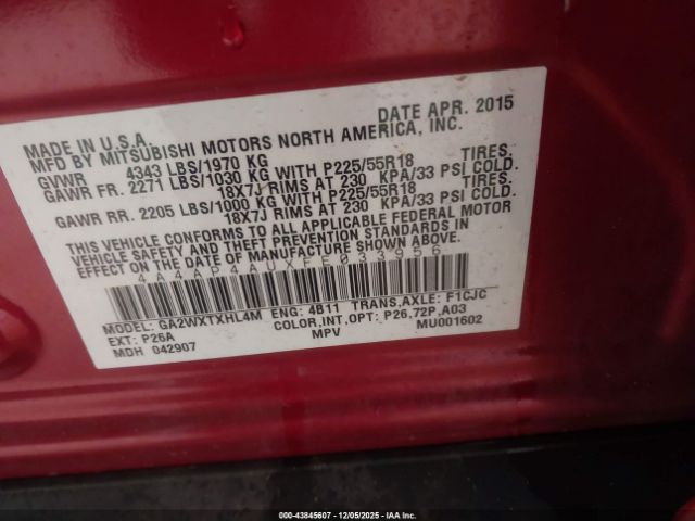 2015 MITSUBISHI OUTLANDER SPORT 4A4AP4AUXFE033956 Photo 8