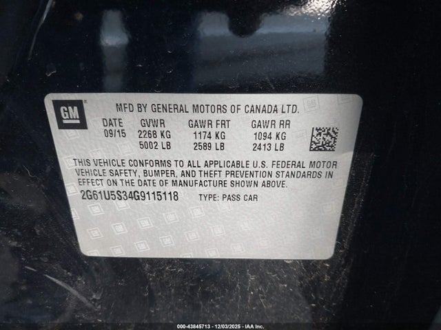 Продажа на аукционе авто 2016 Cadillac Xts W20 Livery Package, vin: 2G61U5S34G9115118, номер лота: 43845713