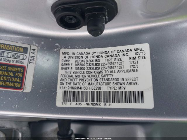 2015 HONDA CR-V 2HKRM4H50FH632981 Photo 8