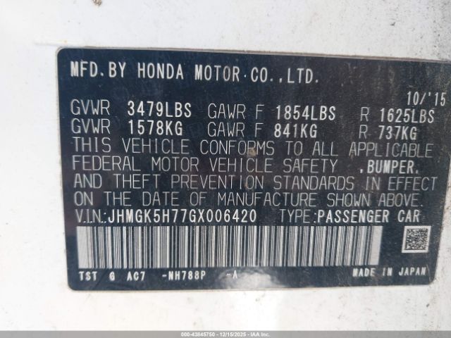 2016 HONDA FIT JHMGK5H77GX006420 Photo 8