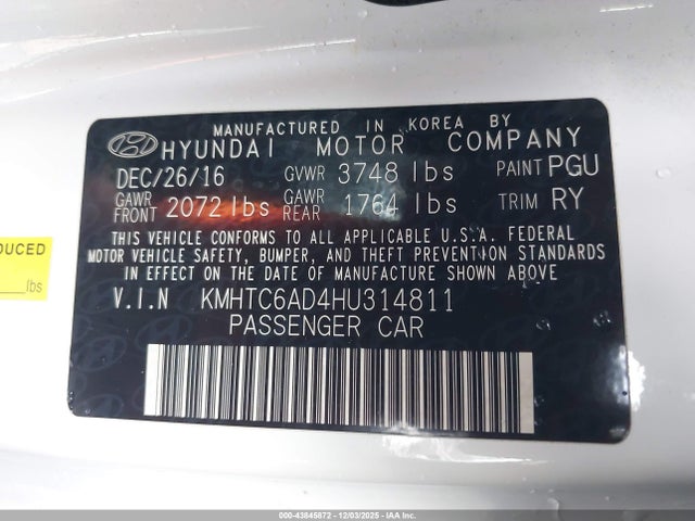 Hyundai Veloster 2017 KMHTC6AD4HU314811 Image 9