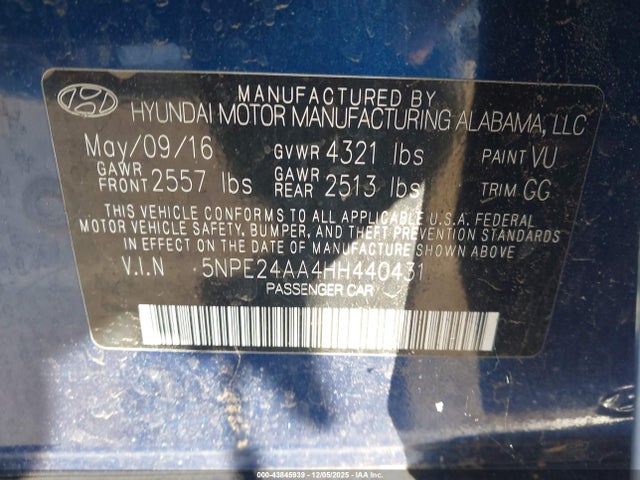 Hyundai SONATA ECO 2017 5NPE24AA4HH440431 Image 9