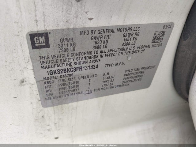 GMC YUKON SLT 2015 1GKS2BKC8FR131434 Image 9