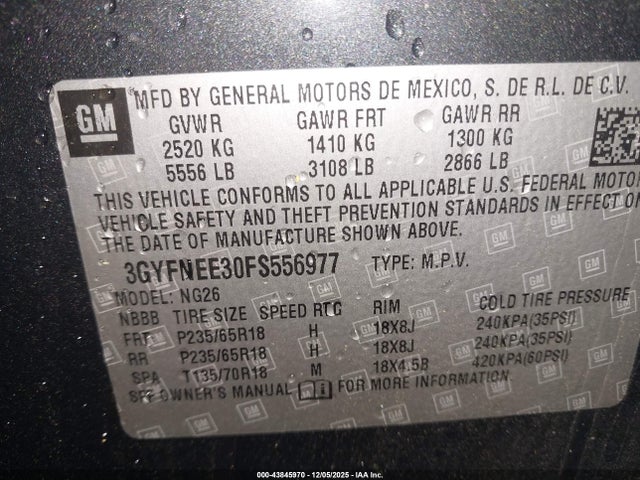 2015 CADILLAC SRX 3GYFNEE30FS556977 Photo 8