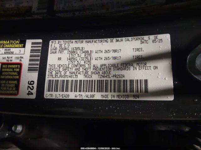 3TMLB5JNXSM140135 Toyota Tacoma Trd Off Road