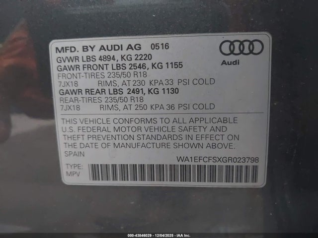 2016 AUDI Q3 WA1EFCFSXGR023798 Photo 8