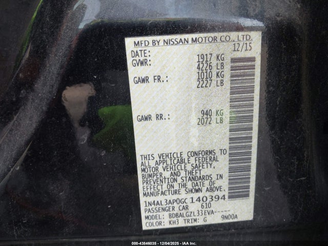 1N4AL3AP0GC140394 Nissan Altima 2.5 S