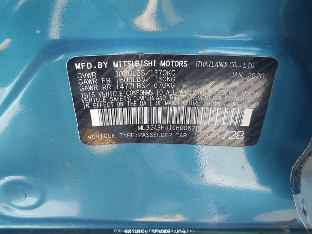 2020 MITSUBISHI MIRAGE ML32A3HJ1LH006211 Photo 8