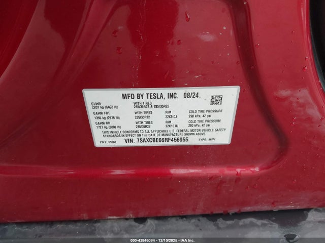 2024 TESLA MODEL X 7SAXCBE66RF456066 Photo 8