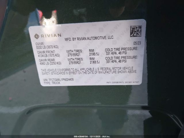 2023 RIVIAN R1T 7FCTGAAL1PN024435 Photo 8
