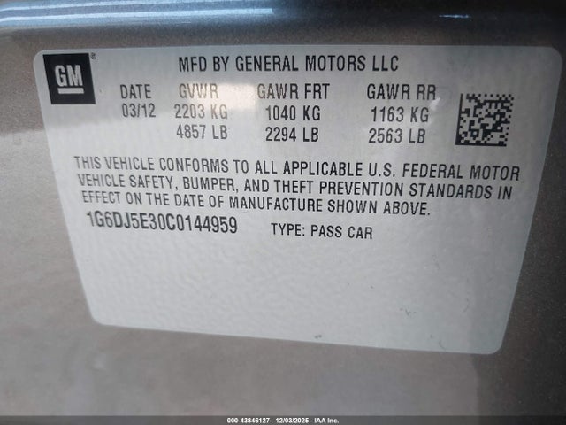 2012 CADILLAC CTS 1G6DJ5E30C0144959 Photo 8