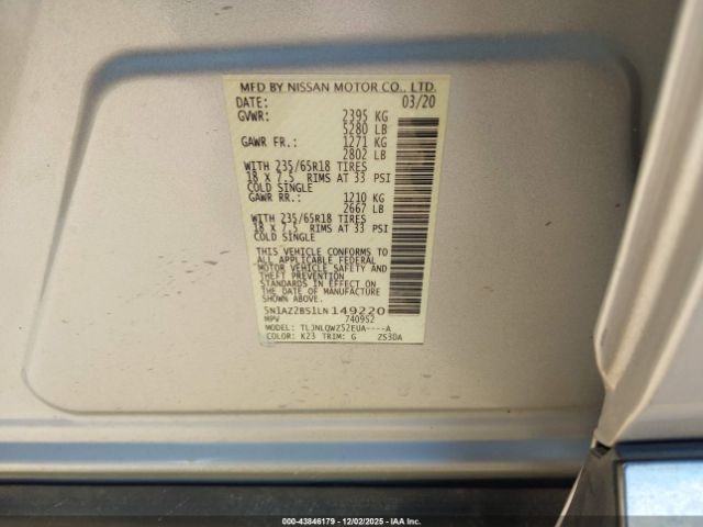 2020 NISSAN MURANO 5N1AZ2BS1LN149220 Photo 8