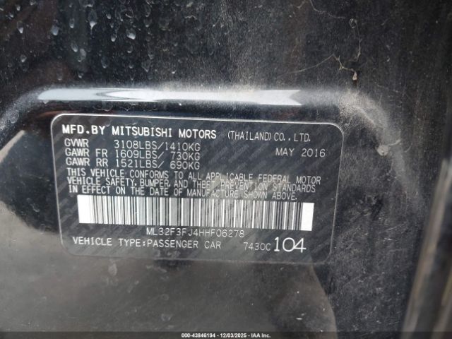 2017 MITSUBISHI MIRAGE G4 ML32F3FJ4HHF06278 Photo 8